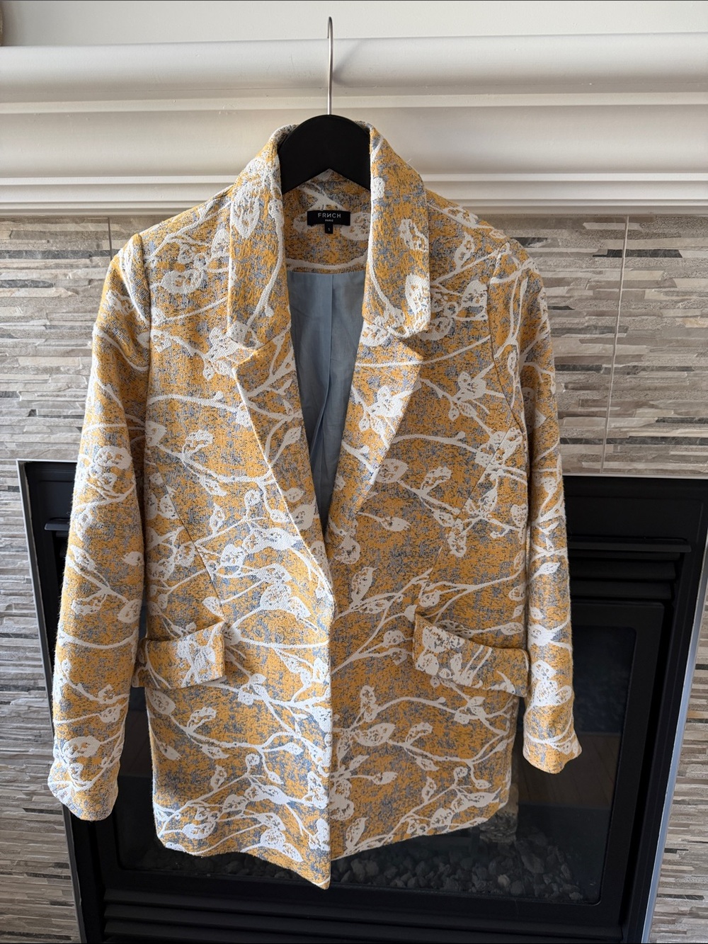 FRNCH Yellow and White Floral Print Blazer